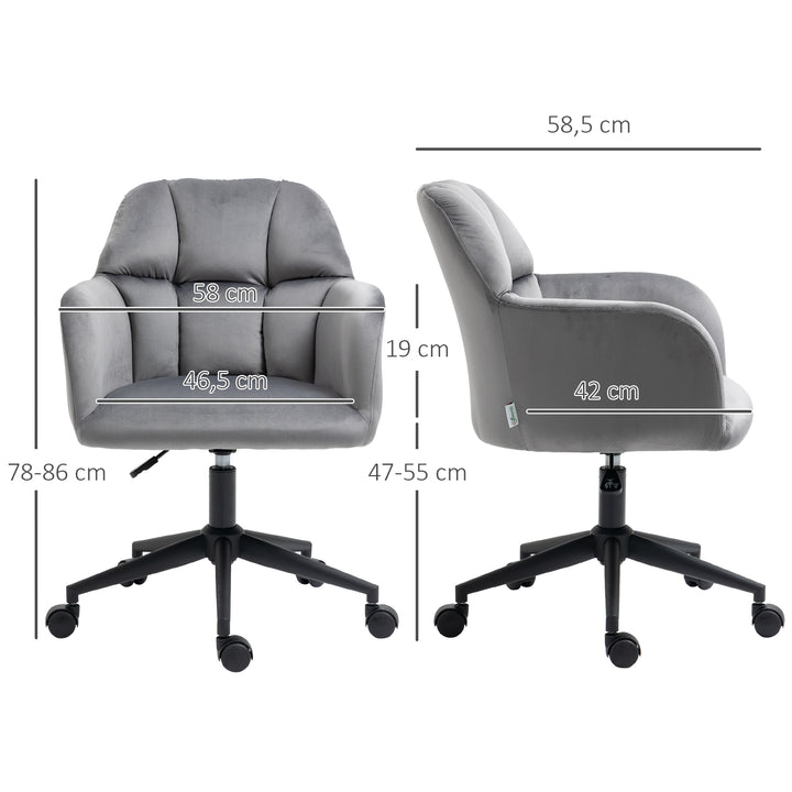 Kontorstol 5 hjul højdejusterbar moderne design 58cm x 58,5cm x 86cm grå