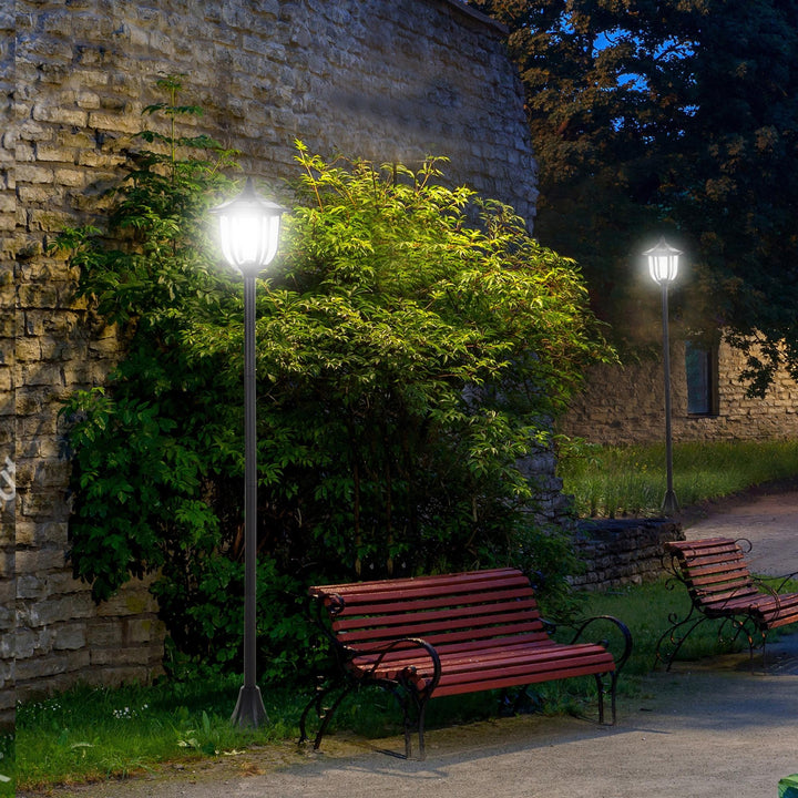 Solar led havelanterne, plastiklanterne, udendørslampe til indendørs og udendørs brug, 177 cm høj, havelampe, 30/60 lumen, til havealtandekoration, sort