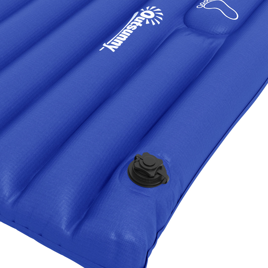 Campingluftmadras, inklusive pumpe, hurtig oppustning, robust, 195 x 70 x 10 cm, blå