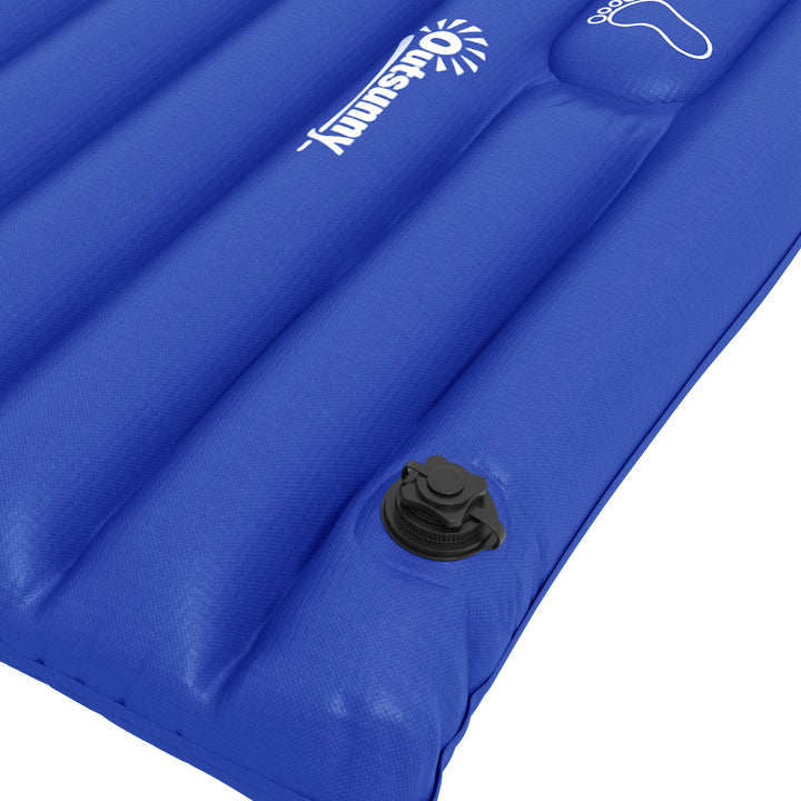 Campingluftmadras, inklusive pumpe, hurtig oppustning, robust, 195 x 70 x 10 cm, blå