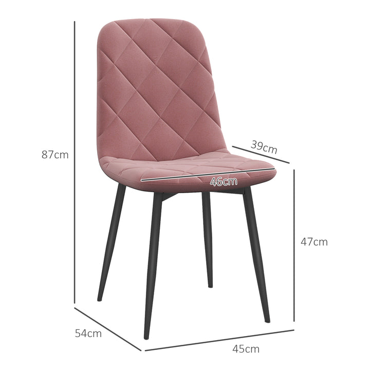 Spisestuestole sæt med 4 køkkenstole med ryglæn, fløjlslook, lænestole 45 x 54 x 87 cm pink
