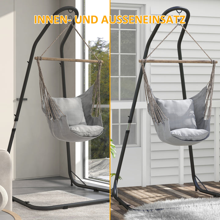 Stativ til hængestole, stel til hængestole, beslag til hængestole, 133 cm x 116 cm x 195/230 cm, sort