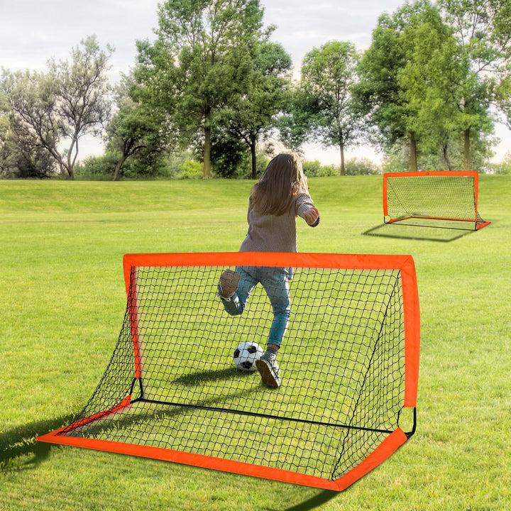 Fodboldmålsæt, letvægts, nem samling, bæretaske, stålrør, 183x90x90 cm, orange