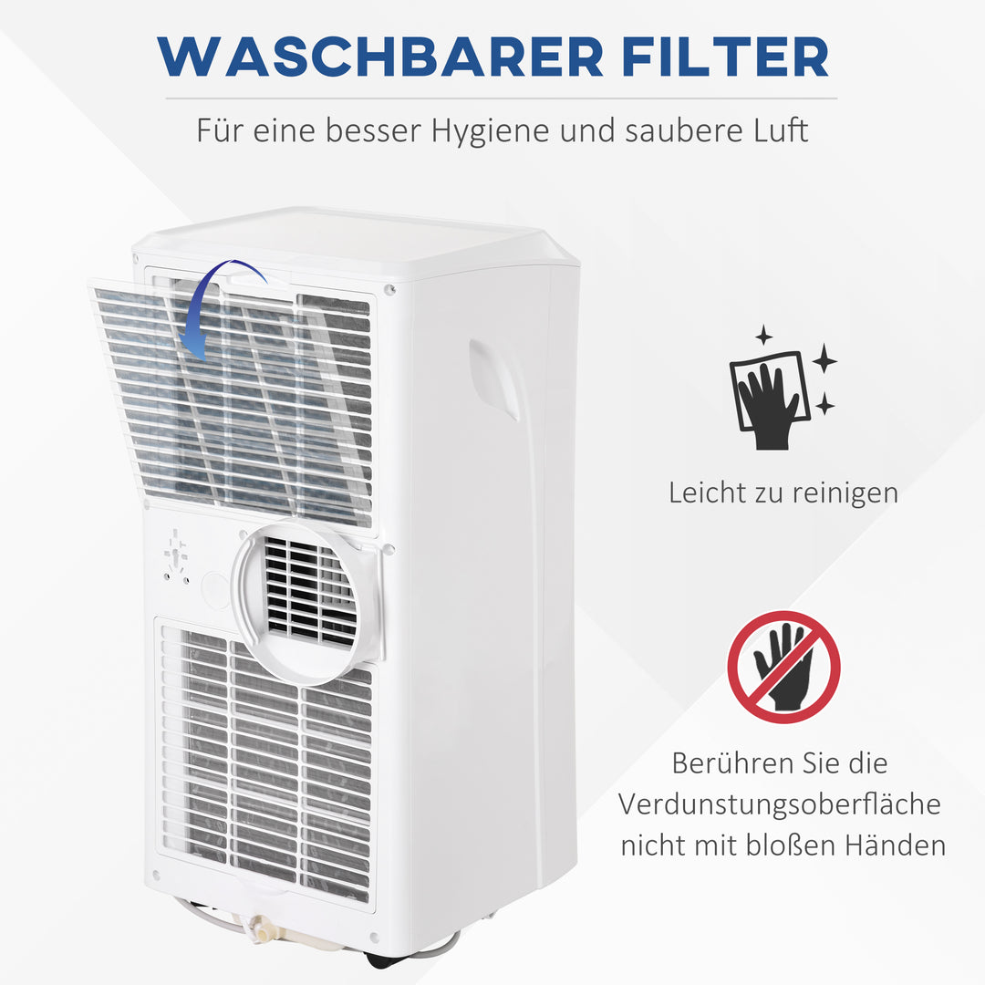 Bærbart klimaanlæg 3-i-1, inkl. fjernbetjening, 9K BTU, 24-timers timer, ABS, hvid