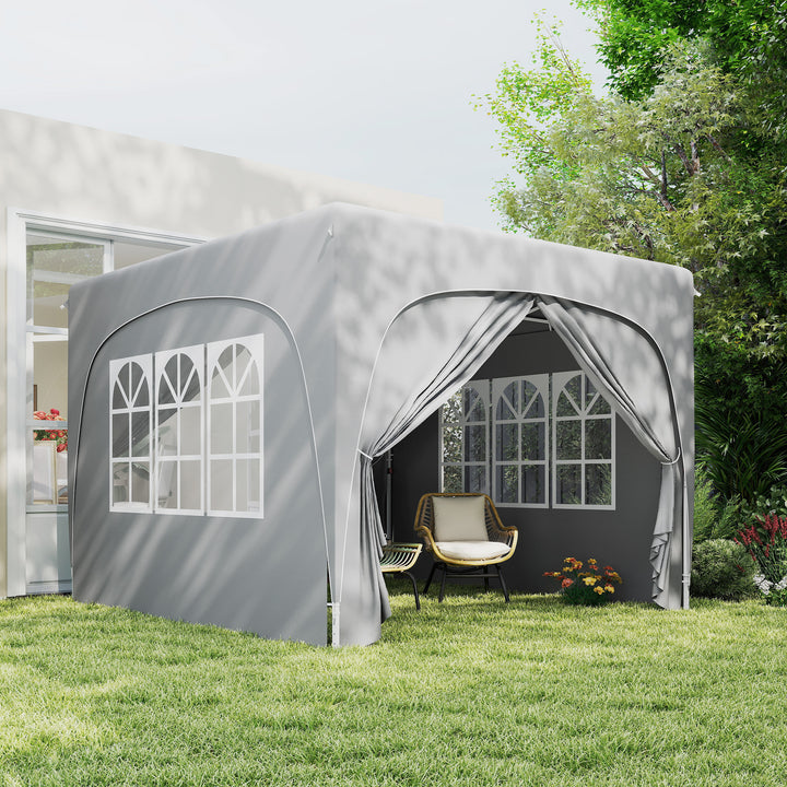 3 x 3 m pavillon, pop-up havetelt med sidevægge og bæretaske, UPF50+, højdejusterbar, sand