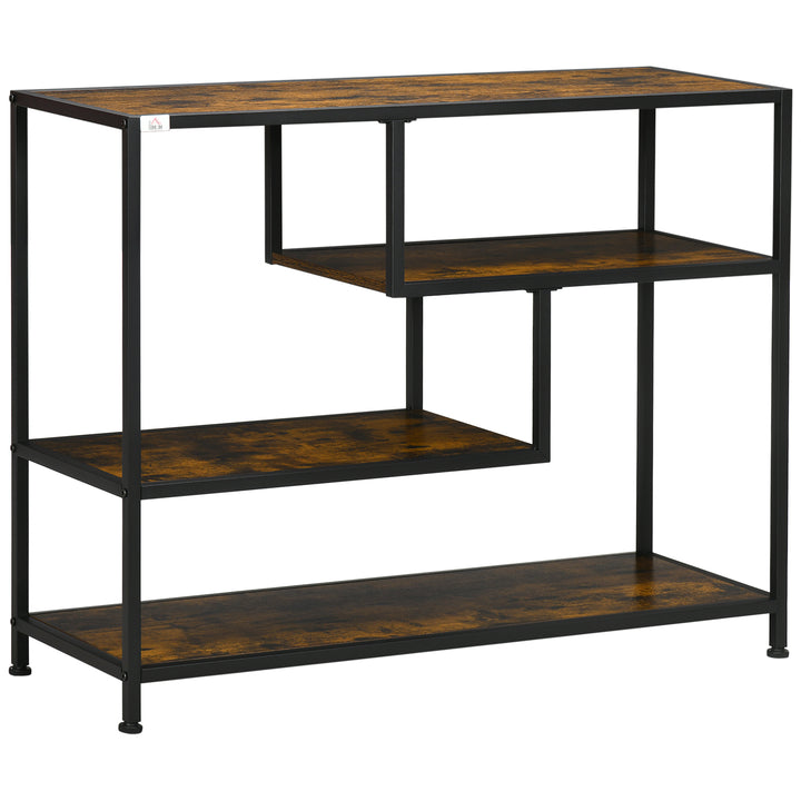 Hylde, konsolbord, industrielt design, 4 hylder, stålstel, 99,6 x 33,6 x 74 cm