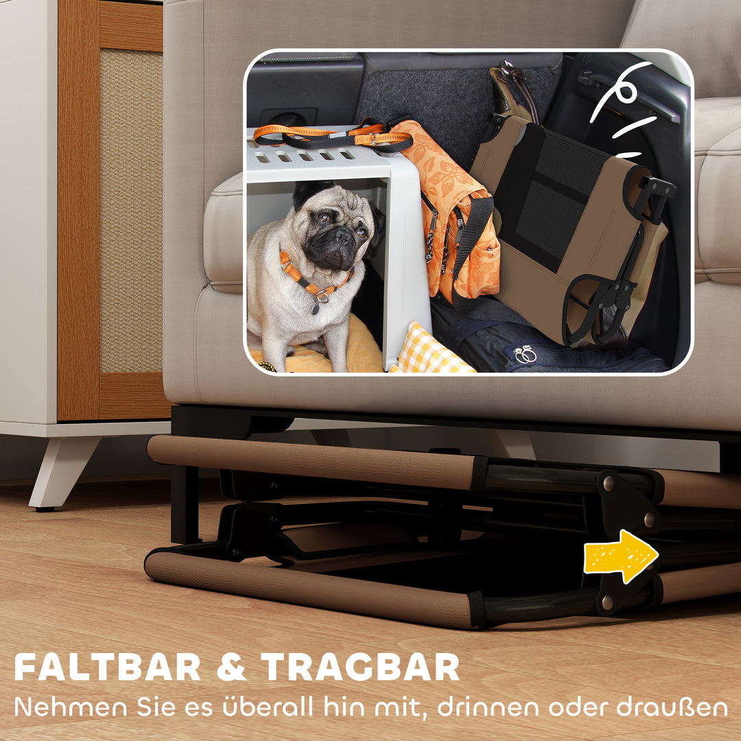 Forhøjet hundeseng, sammenklappelig hundeseng, udendørs hundeliggestol med netdesign, kaffe oxford 75 x 51 x 18 cm