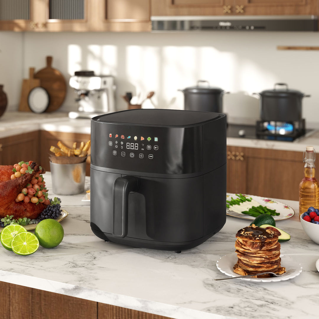 Varmluftfryer, airfryer, 8 programmer, 8 liter, led-skærm, sort