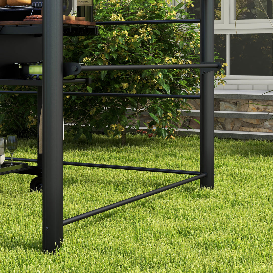 Grillpavillon med grilltag, vejrbestandig, 240 cm x 150 cm x 230 cm, gulbrun + mørkebrun