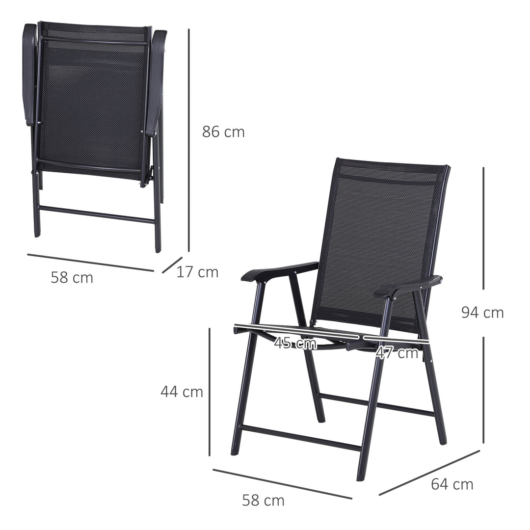 Klapstol med armlæn sæt med 2 campingstole fiskestol metal sort 58 x 64 x 94 cm