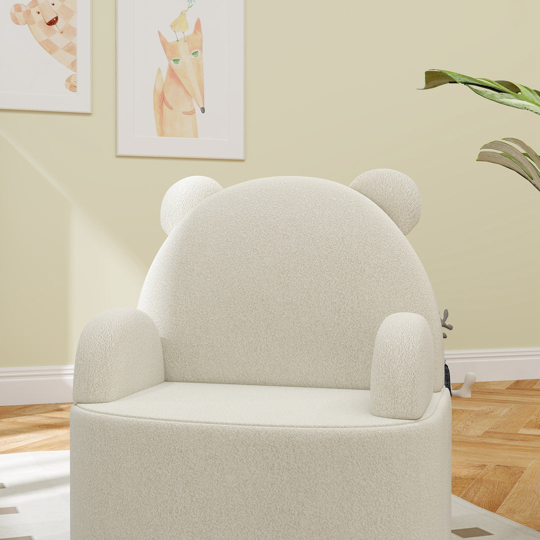 Børnelænestol, bjørneformet, blød teddyfleece, op til 3 år, 52x48x59 cm, beige
