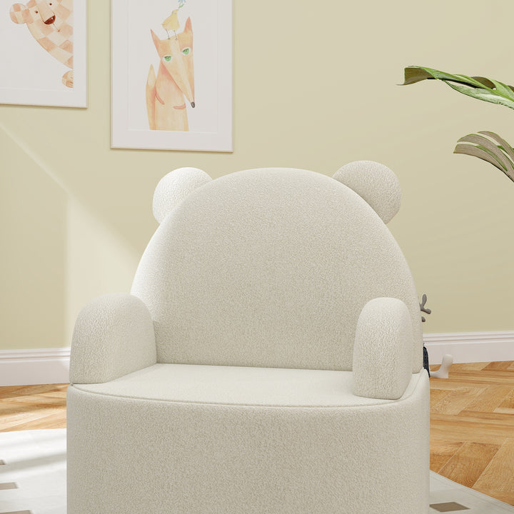 Børnelænestol, bjørneformet, blød teddyfleece, op til 3 år, 52x48x59 cm, beige