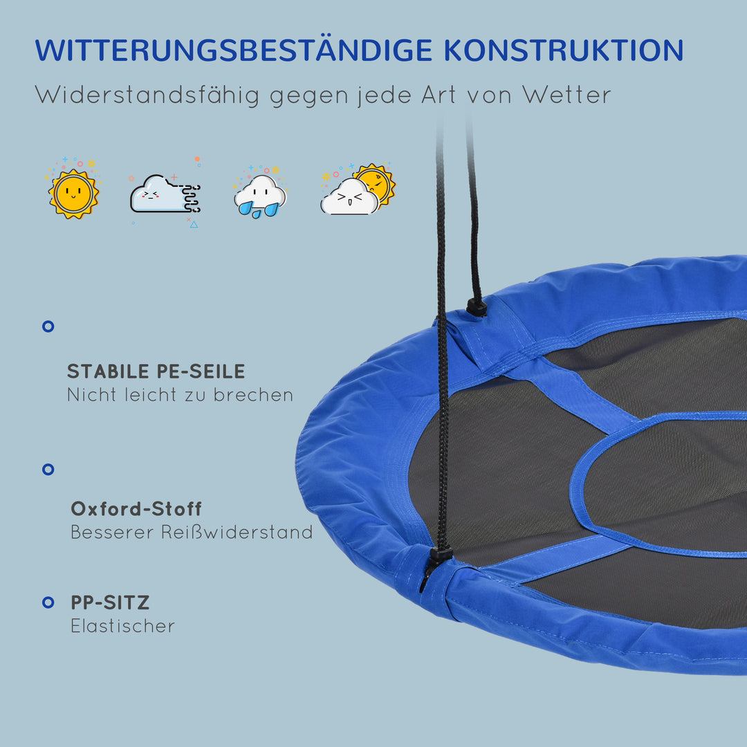 Nest swing, vejrbestandig, op til 100 kg, længdejusterbare reb, ø110 cm, blå