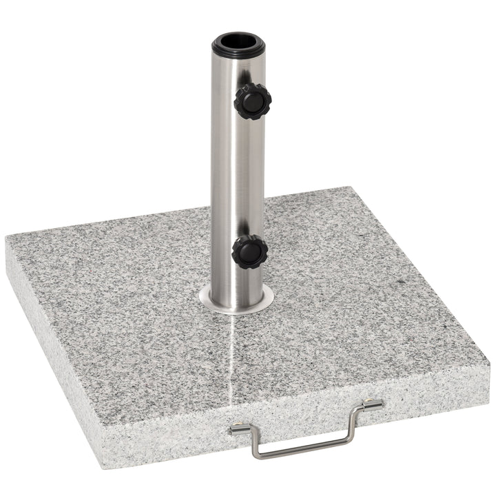 Parasolfod i rustfrit stål med håndtag, halvrund, paraplyholder, paraplyvægt til parasoller Ø3,8-Ø4,8 cm, til altan, terrasse, have, grå