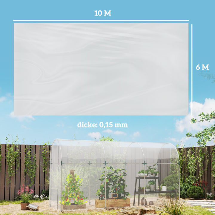 Drivhusoverdækning, plastikplanteoverdækning, uv-resistent, vandtæt, 7 x 8 m