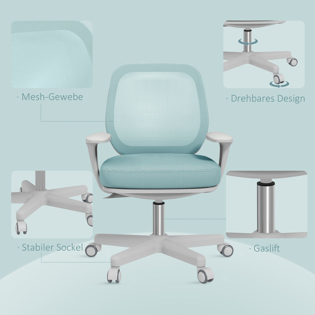 Kontorstol, ergonomisk skrivebordsstol med drejefunktion, højdejusterbar 55 x 48 x 82,5-94,5 cm Grøn