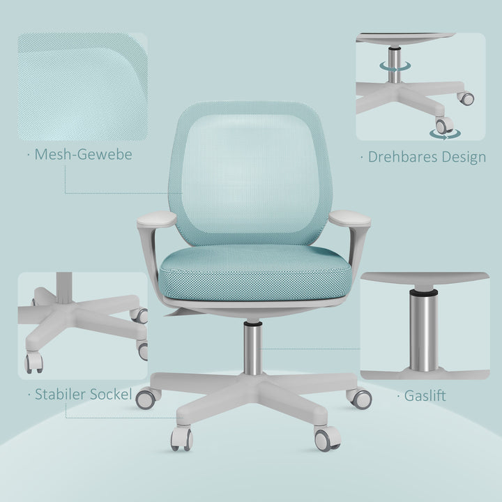 Kontorstol, ergonomisk skrivebordsstol med drejefunktion, højdejusterbar 55 x 48 x 82,5-94,5 cm Grøn