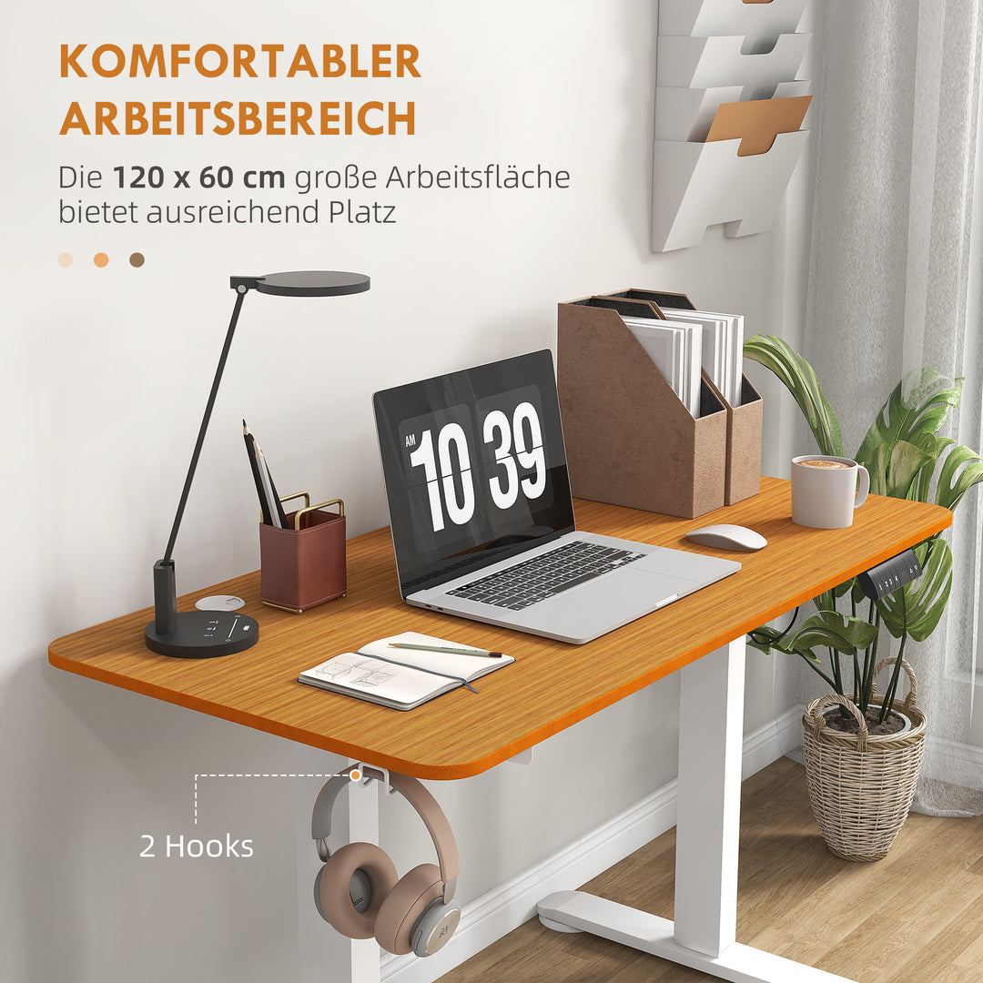 Hæve-sænkebord, højdejusterbart, 120x60x72-116 cm, natur/hvid