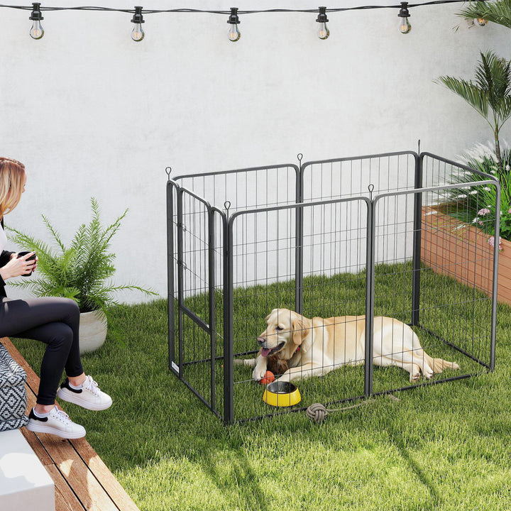 6-Panels kraftig hundegård med sikkerhedsdør, indendørs/udendørs, have, camping, 100 cm høj