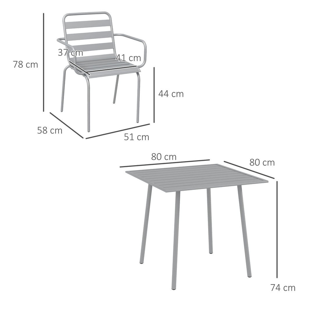 5-Delt havesiddegruppe, udendørs siddegruppe, havemøbelsæt, vejrbestandig, moderne design, 80 x 80 x 74 cm, grå