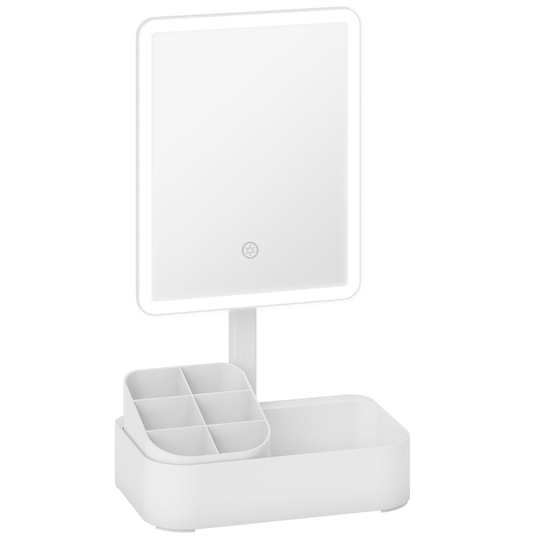 Genopladeligt LED makeupspejl med lys, 180° drejeligt, med 2 lysindstillinger, hvid