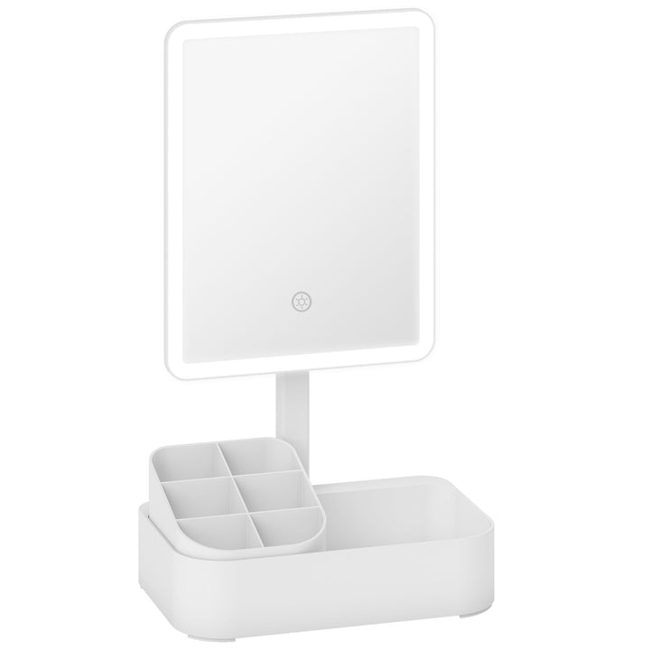 Genopladeligt LED makeupspejl med lys, 180° drejeligt, med 2 lysindstillinger, hvid