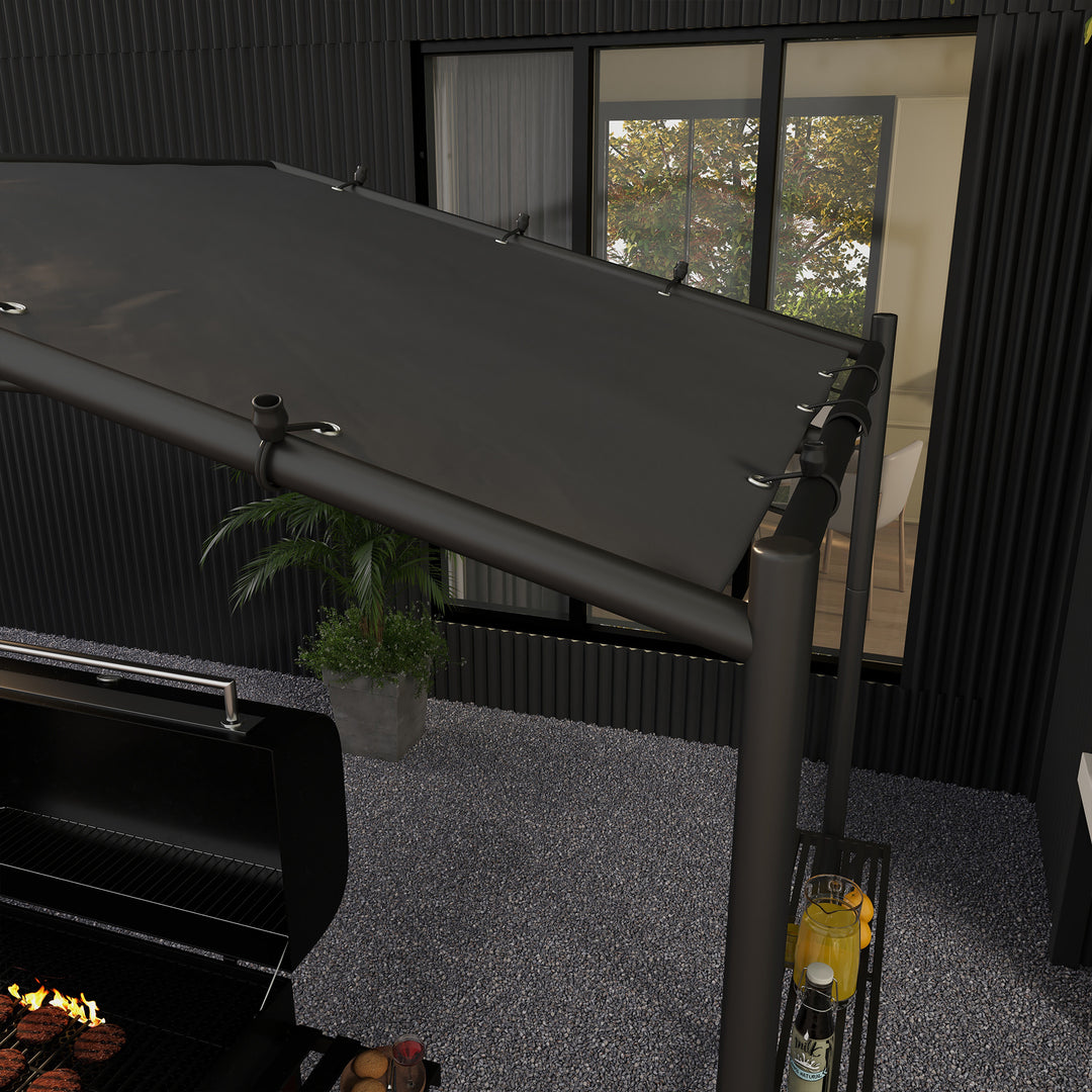 Bbq-telt med grilltag, vejrbestandigt, inklusive sidelommer, 277 x 149 x 230 cm, mørkegrå