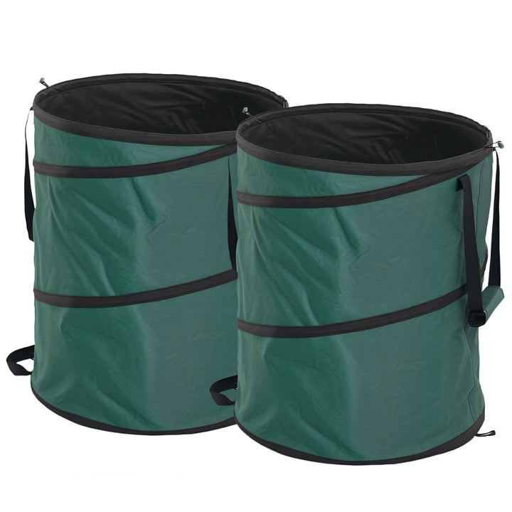 Havepose 2x160l vandtæt haveaffaldspose med bærestropper, håndtag, stabil, robust bladpose, grøn
