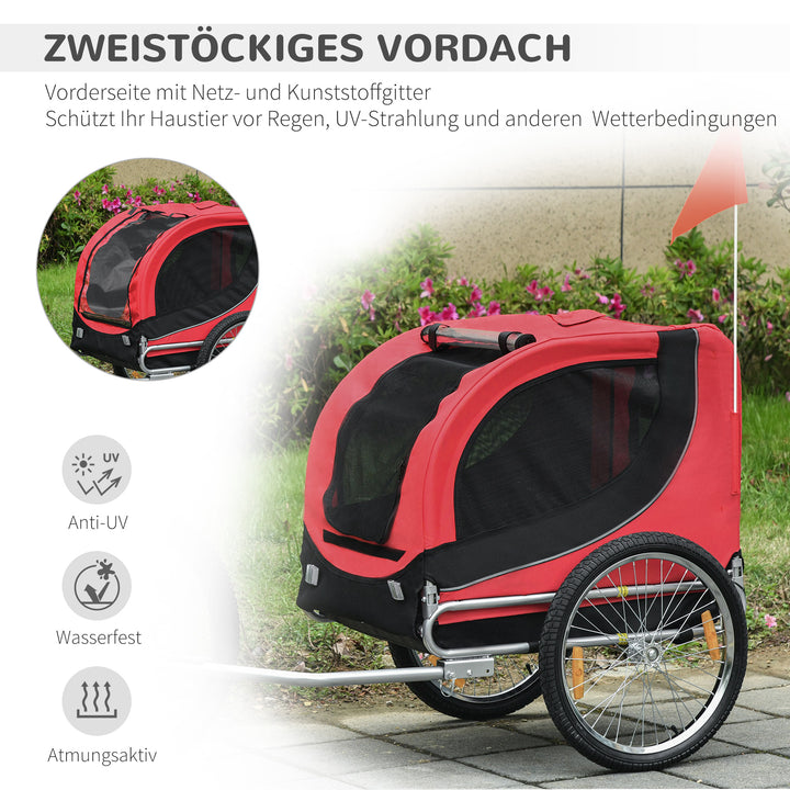 Cykeltrailer hundetrailer op til 20 kg med universalkobling stål rød+sort