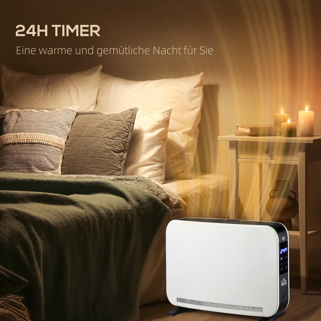 Elvarmer 2000w varmeblæser med 3 varmeindstillinger radiator med led-display, 24-timers timer justerbar temperatur til 18 m²