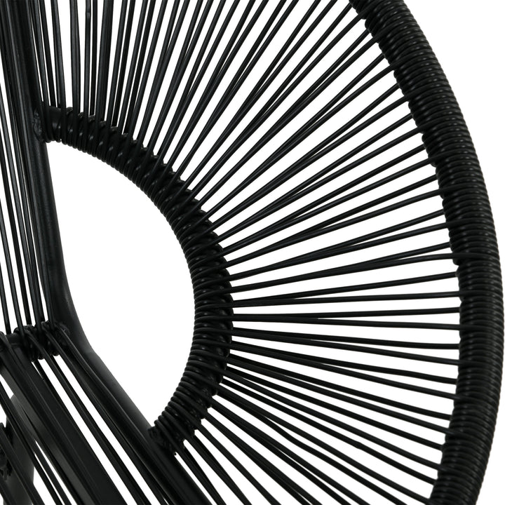 Rattan lænestol, boho stil afslapningslænestol, 132 cm x 72 cm x 83 cm, sort