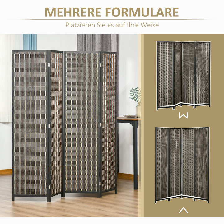 Foldbar rumdeler, fyrretræ/bambus, 180 x 180 cm, brun/sort