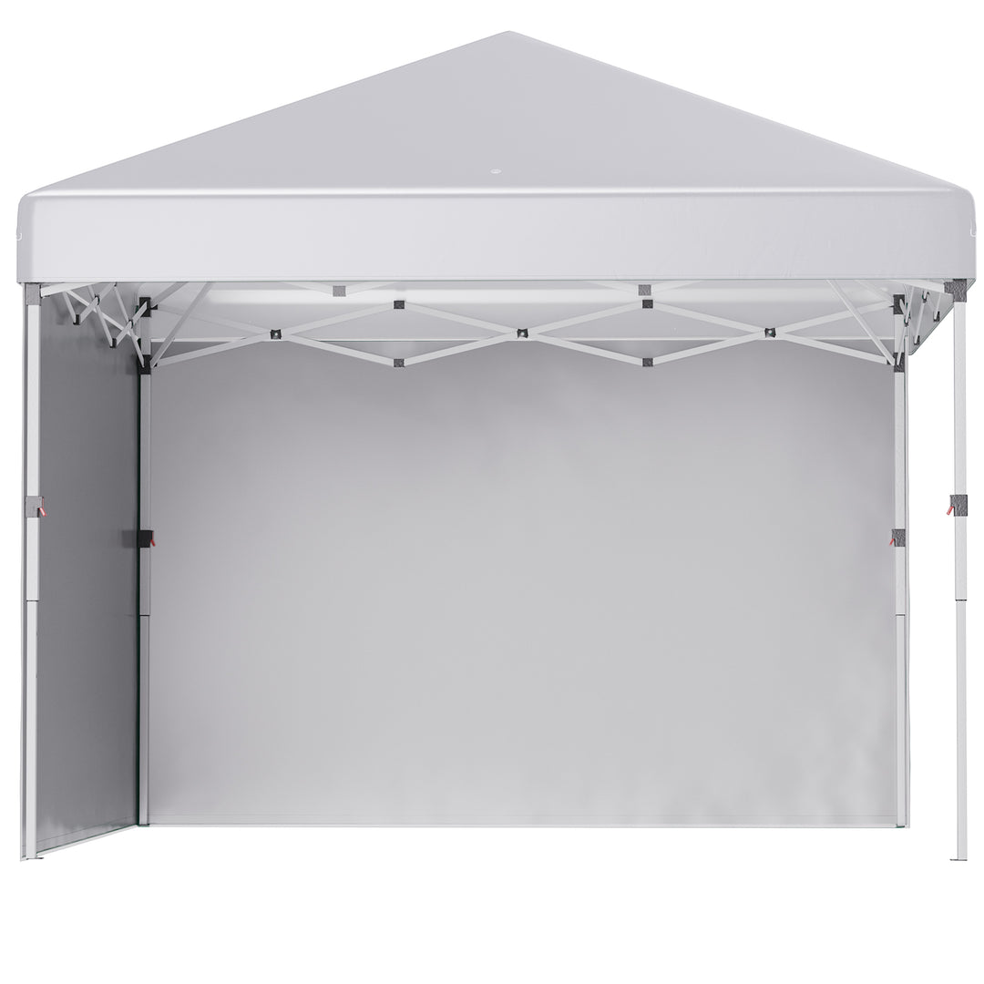 Foldbar pavillon, 2 sidepaneler, højdejusterbar, med bæretaske, stel i rustfrit stål, 3x3 m, hvid