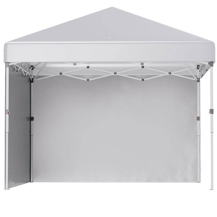 Foldbar pavillon, 2 sidepaneler, højdejusterbar, med bæretaske, stel i rustfrit stål, 3x3 m, hvid