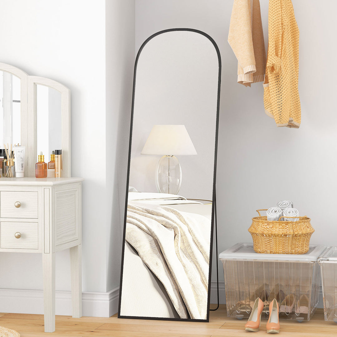 Stående spejl fuld figurspejl stort spejl, moderne design, 50 cm x 1,5 cm x 161,5 cm, sort