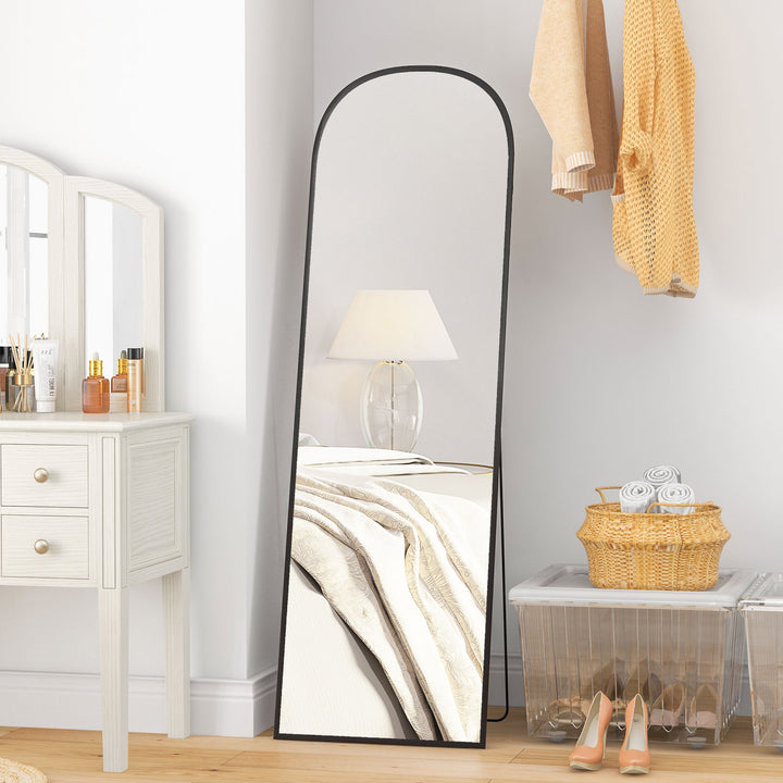 Stående spejl fuld figurspejl stort spejl, moderne design, 50 cm x 1,5 cm x 161,5 cm, sort