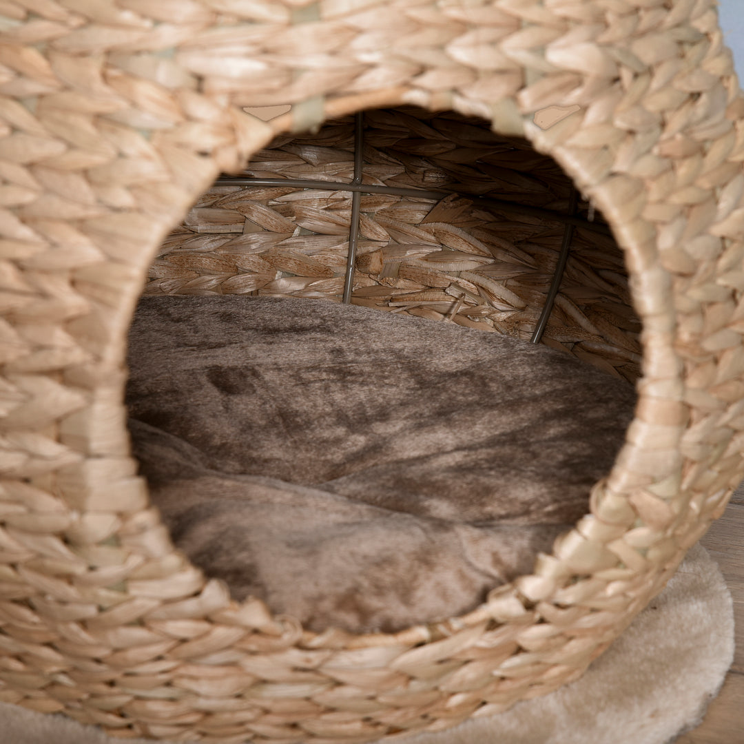 Kradsetræ til katte, kradsetræ til killinger med kattehulebold, sisal, blødt plys, højde 82,5 cm, gul