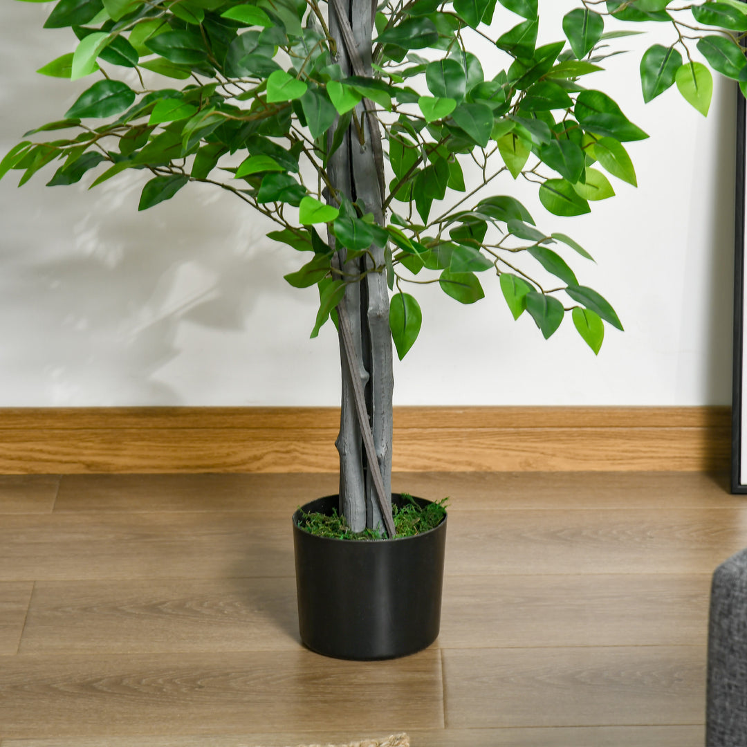 Kunstigt træ, ficus kunstig plante, realistisk udseende, cementpotte, 135 cm, nem vedligeholdelse, plastik, grøn