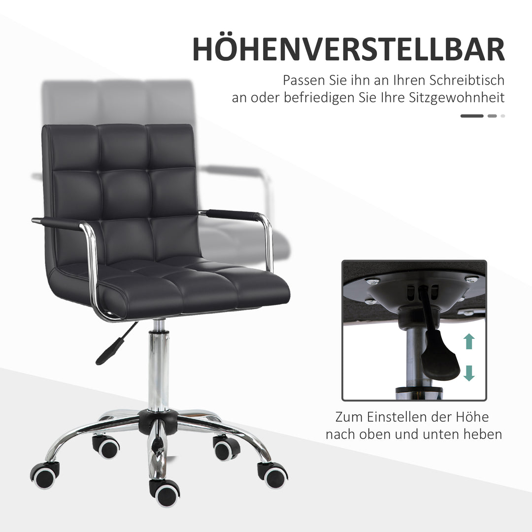 Retro kontorstol højdejusterbar 5 hjul 52,5 cm x 54 cm x 99 cm sort