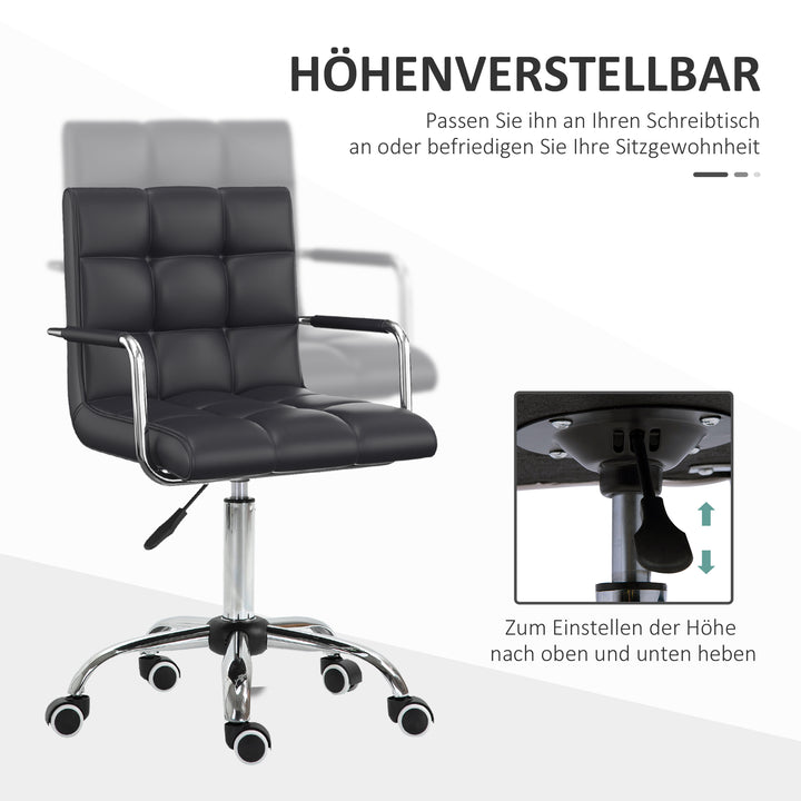Retro kontorstol højdejusterbar 5 hjul 52,5 cm x 54 cm x 99 cm sort