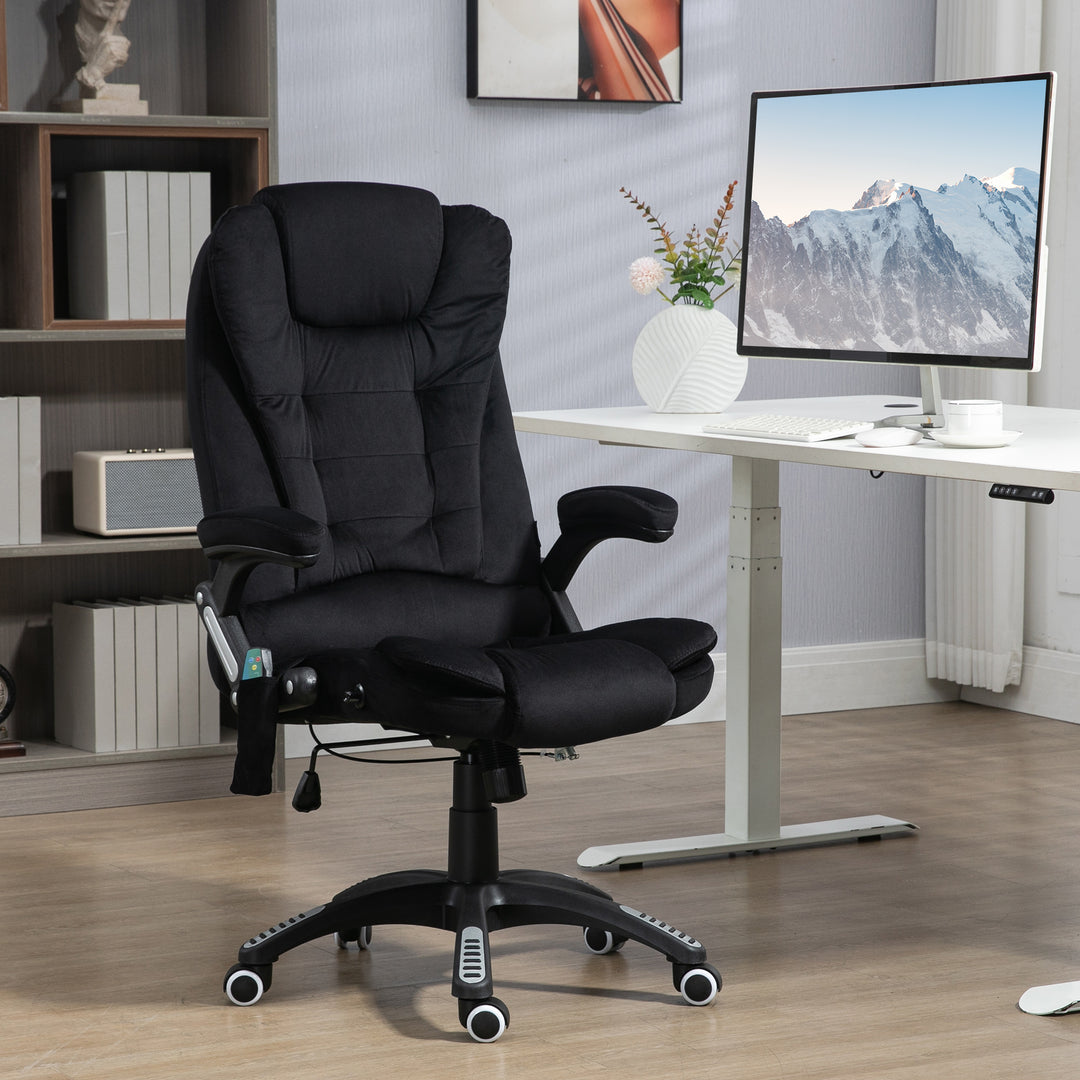Kontorstol med massage- og varmefunktion, ergonomisk, højdejusterbar, sort