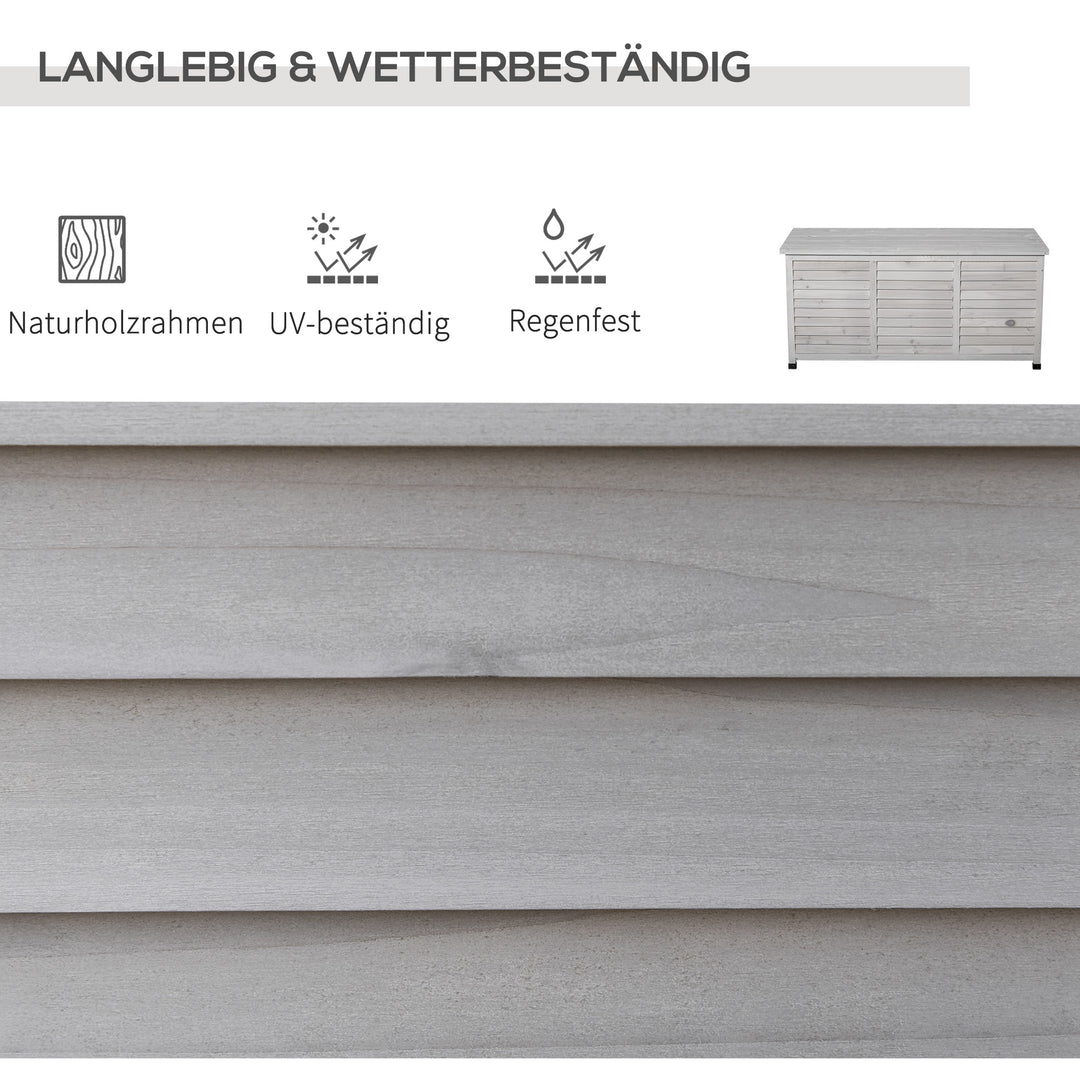 Haveopbevaringskasse, vejrbestandig, åndbar, hyndekasse, opbevaringskasse, grantræ, grå, 127 x 56 x 60 cm