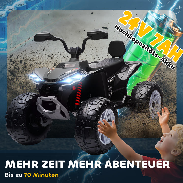 Børns elektriske ATV, 24V elektrisk køretøj med 4 hjul, forlygter, USB-port, MP3-funktion, 6,5 km/t, 3-8 år