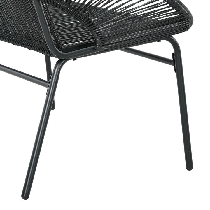 Rattan lænestol, boho stil afslapningslænestol, 132 cm x 72 cm x 83 cm, sort