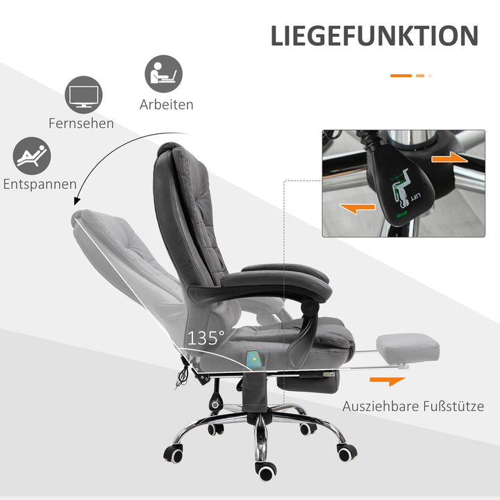 Kontorstol med massagefunktion, ergonomisk, 65x160x104cm, grå