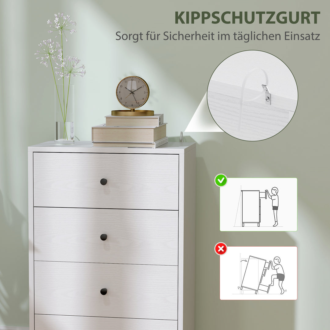 Kommode med 7 skuffer i træ i moderne stil 47 x 29 x 75 cm hvid