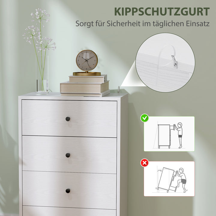 Kommode med 7 skuffer i træ i moderne stil 47 x 29 x 75 cm hvid