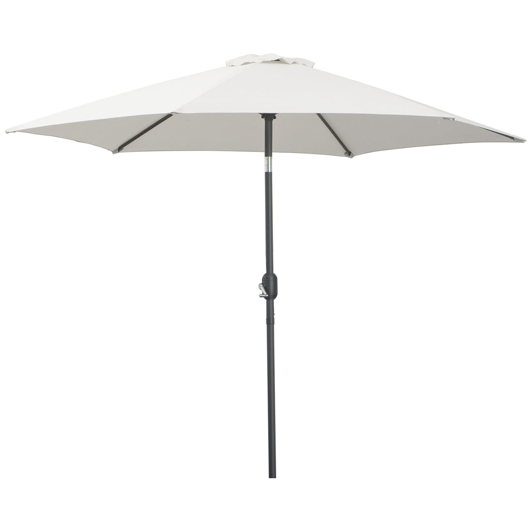 Sammenklappelig parasol, haveparasol, markedsparasol med håndsving, aluminium, 180 cm, polyester, beige, Ø 2,6 x 2,35 m