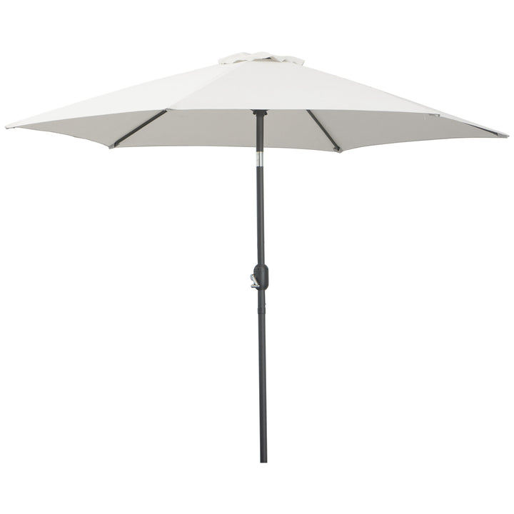 Sammenklappelig parasol, haveparasol, markedsparasol med håndsving, aluminium, 180 cm, polyester, beige, Ø 2,6 x 2,35 m