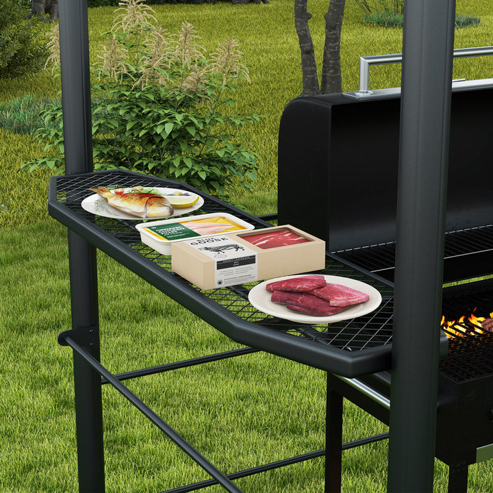 Grillpavillon med grilltag, vejrbestandig, 240 cm x 150 cm x 230 cm, gulbrun + mørkebrun